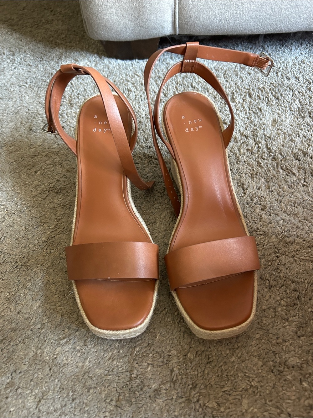 a new day Tan Leather-Look Espadrille Ankle-Strap Sandals
